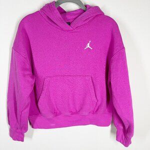 Nike Air Jordan Girls Brooklyn Essentials Pullover Hoodie Bright Pink Cropped